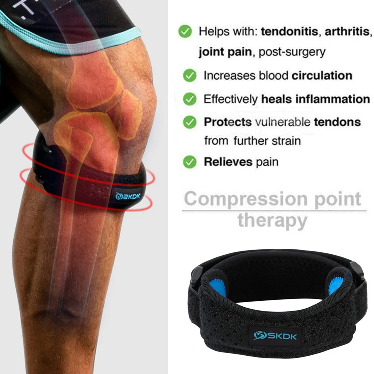 Knee Brace Support Patella Stabilizer Strap Arthritis Running Tendon Pain Relief