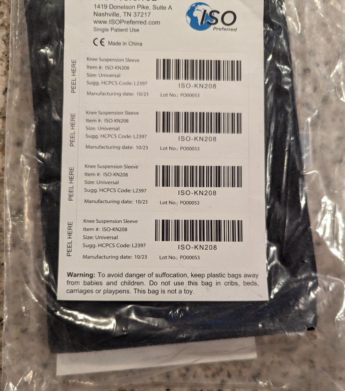 ISO Preferred Knee Suspension Sleeve NEW In Package KN208