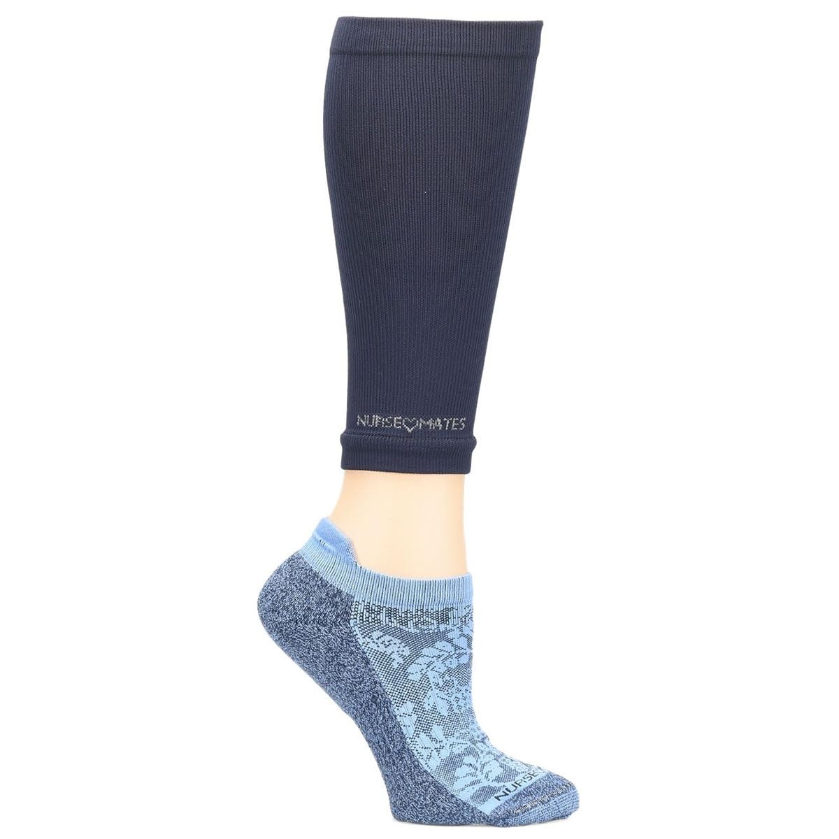 Nurse Mates Women’s Compression Duo No Show One Size, Navy Sleeve – Denim