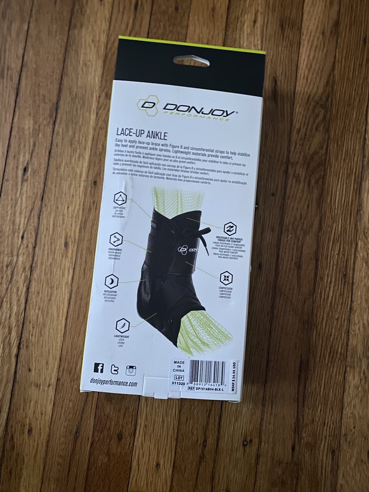 DonJoy Performance Lace-Up Ankle Brace Medium Black Figure 8 Straps NIB