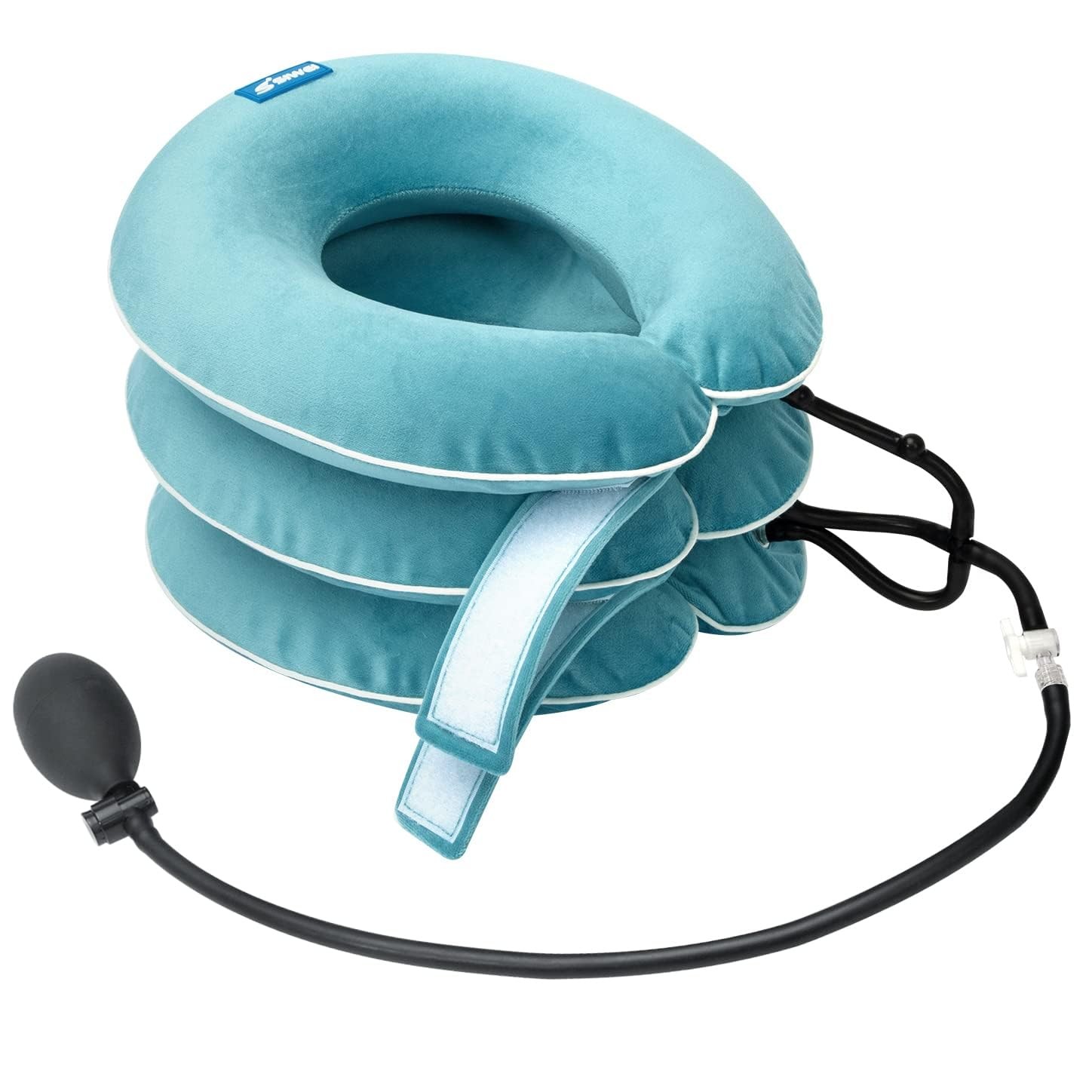 Dispositivo De Traccion Cervical Con Collarin Inflable De Felpa Azul Pro