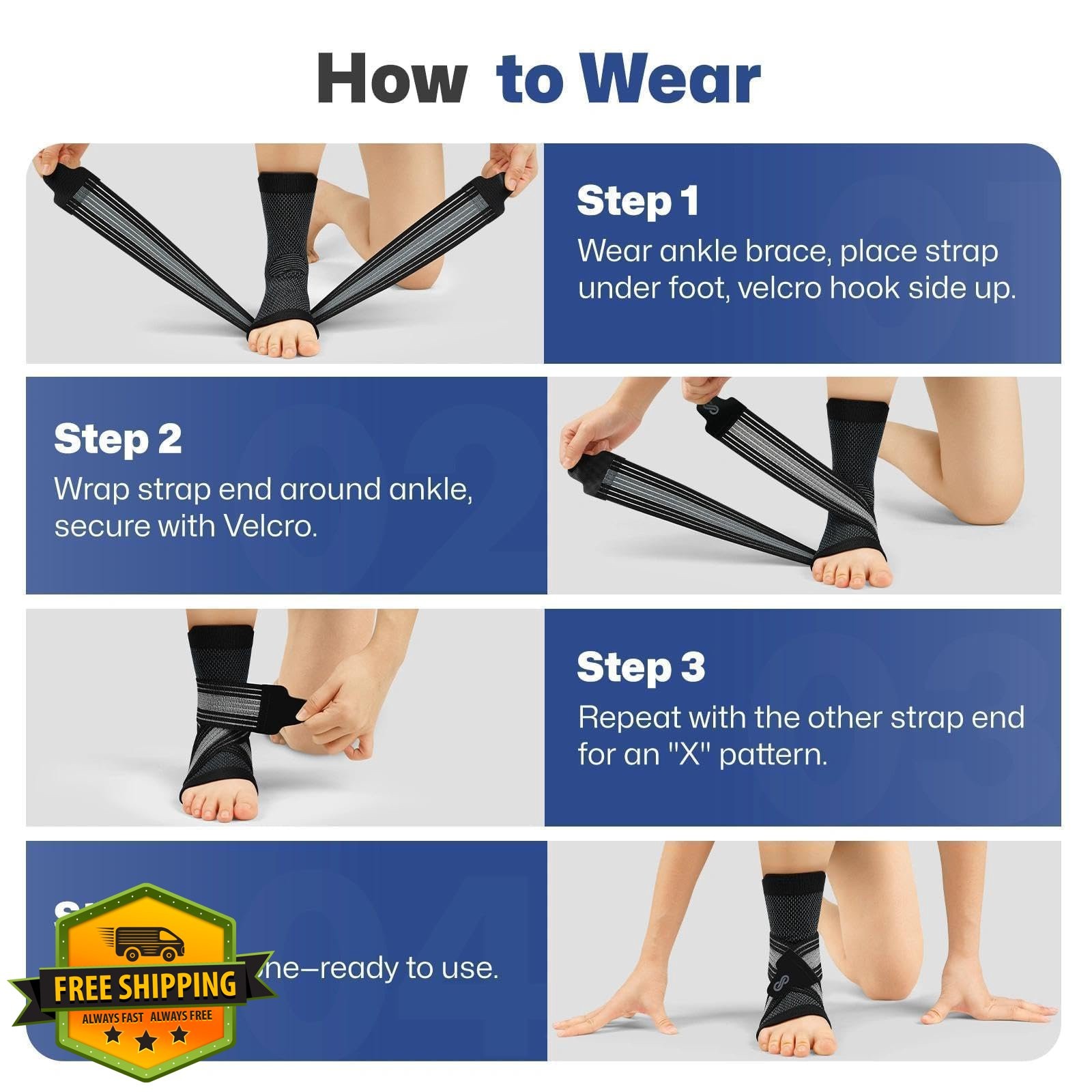 PAPLUS Ankle Braces Black Medium 2 Pairs