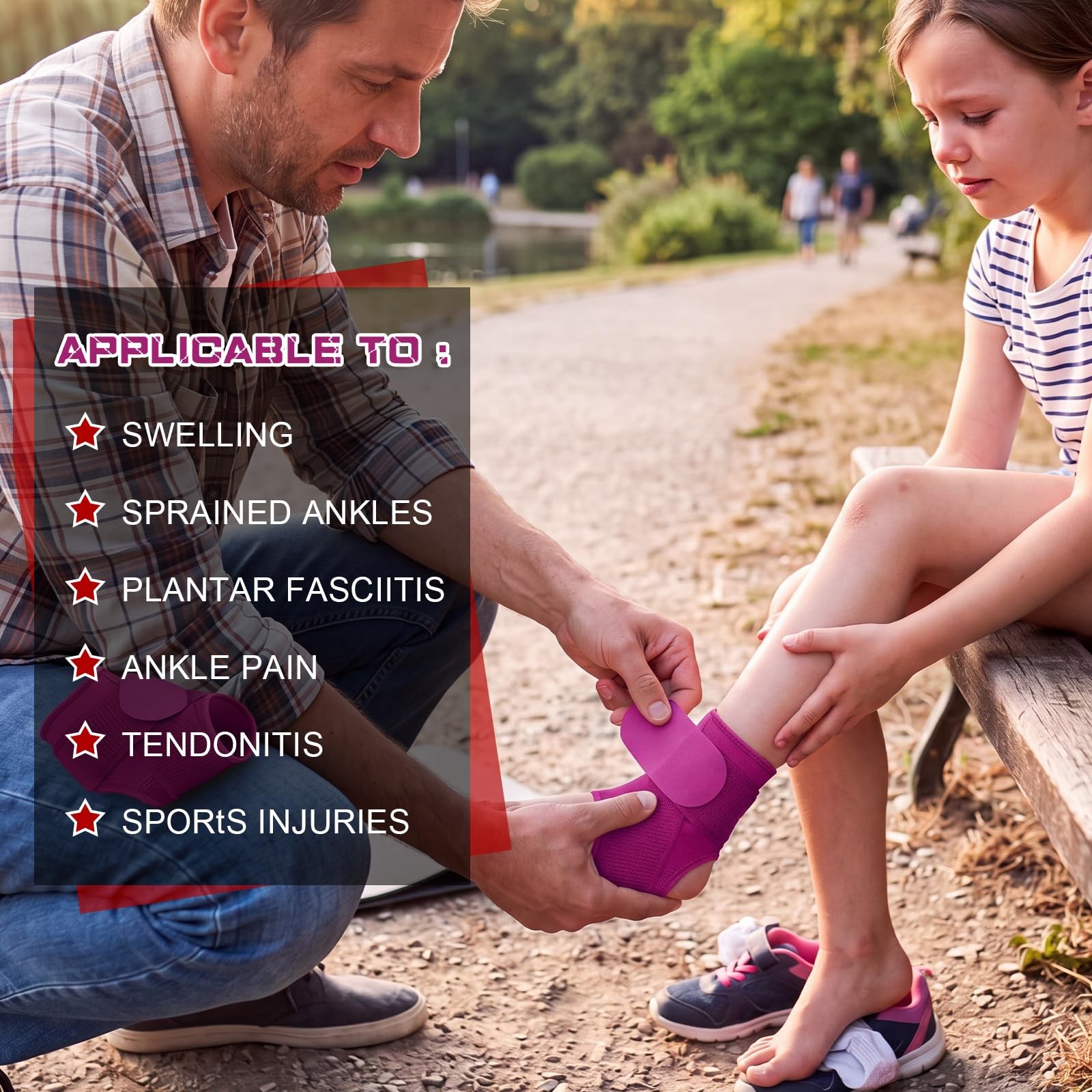Honoson 2 Pcs Kids Ankle Brace Youth Ankle Support for Sports,Rose Red,S | Ne…