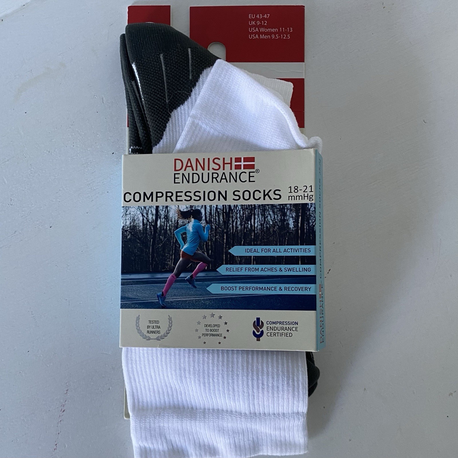 Danish Endurance Compression Socks Men 9.5-12.5 Women 11-13 White 18-21 Mm Hg