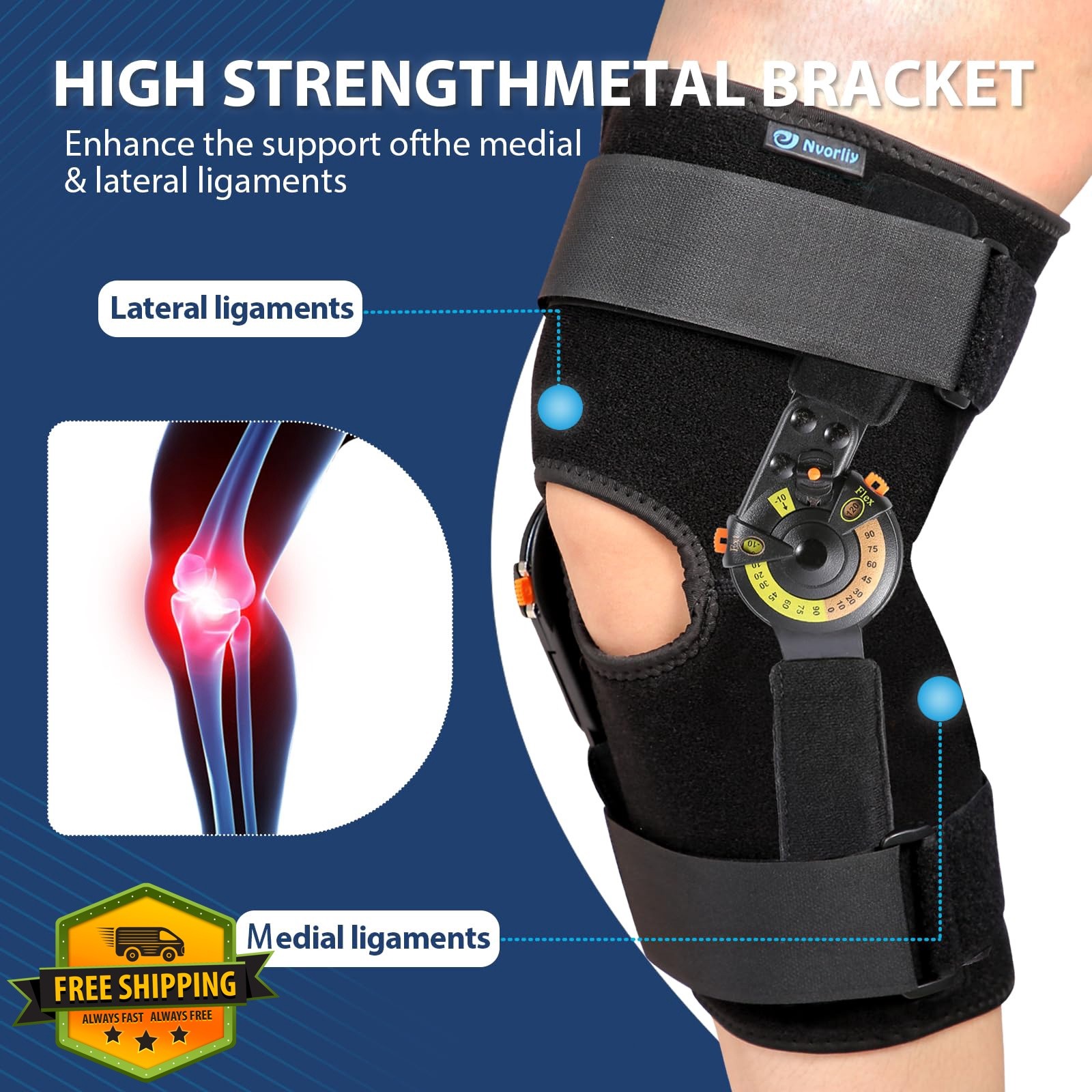Nvorliy ROM Knee Brace Small Without Shoulder Strap