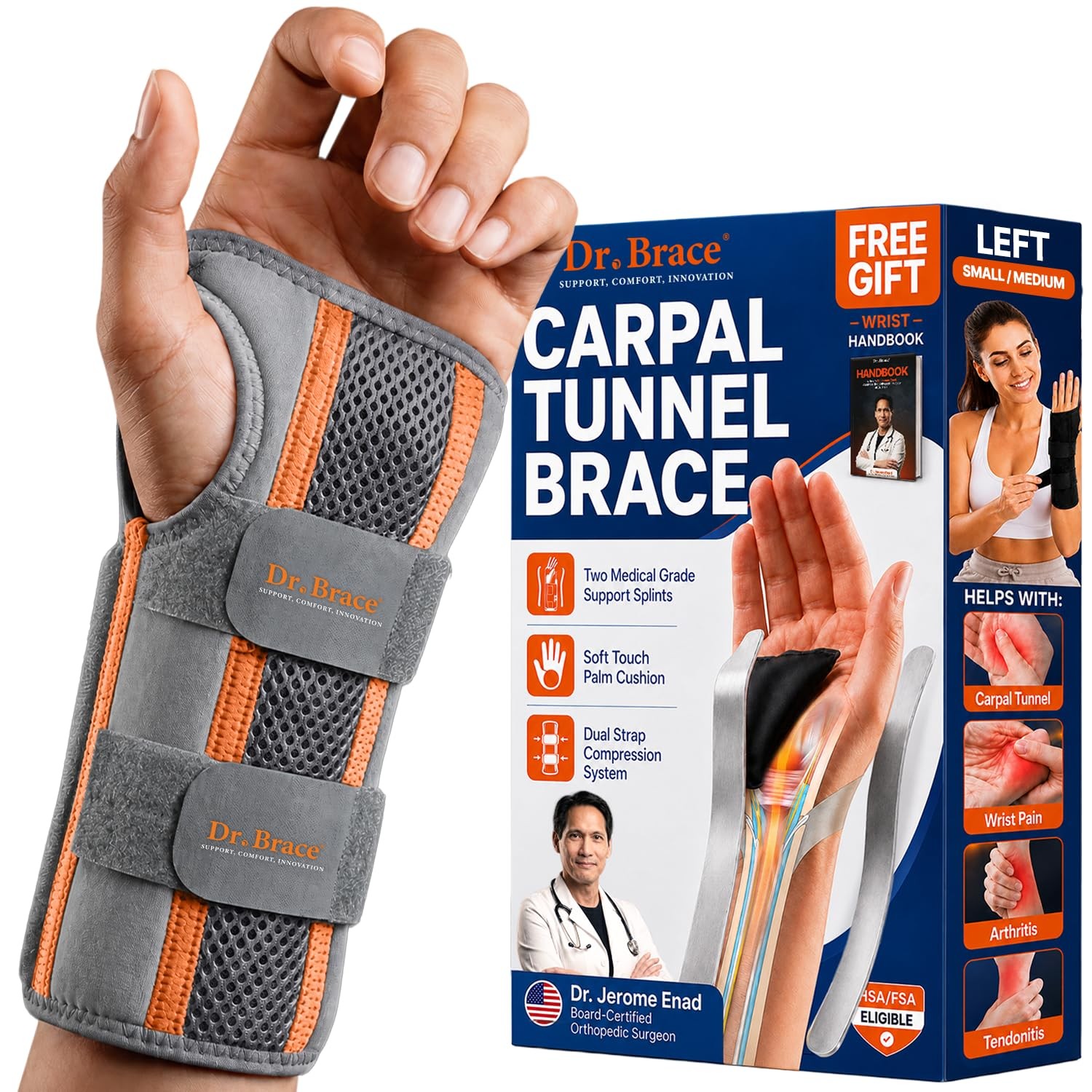 Carpal Tunnel Wrist Brace Night Support Hand Brace for Pain Relief Tendonitis…