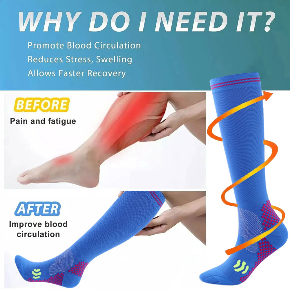 3Pair Compression Socks Over the Calf Socks Support Stockings For Women Men