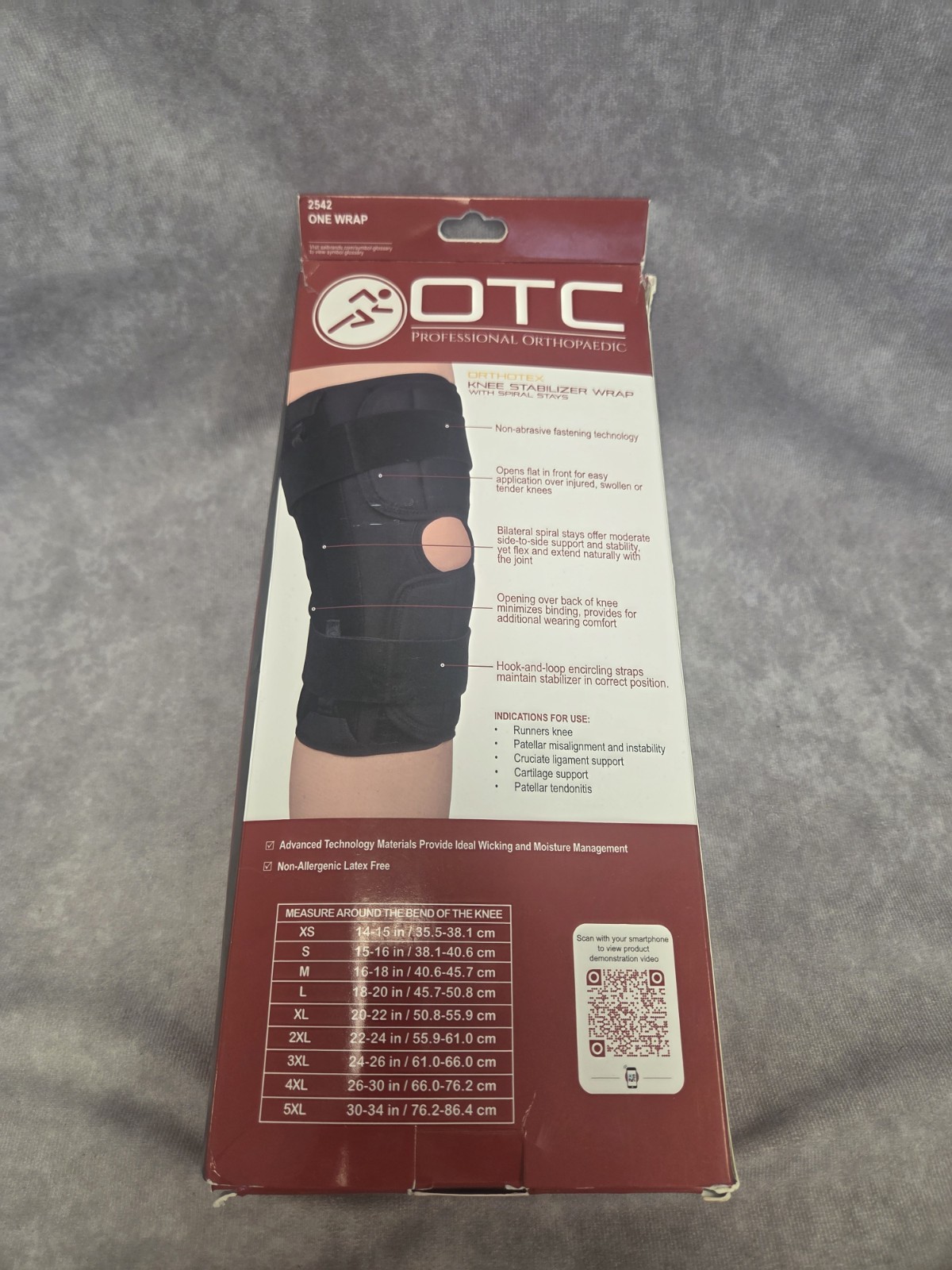 Orthotex Knee Stabilizer Size XL With Spiral Stays Latex Free