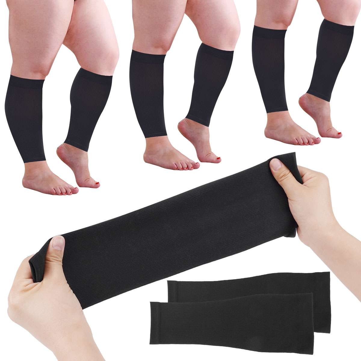Plus Size Unisex Easy-On/Easy-Off Knee High Compression Socks 20-30mmHg 2XL-4XL