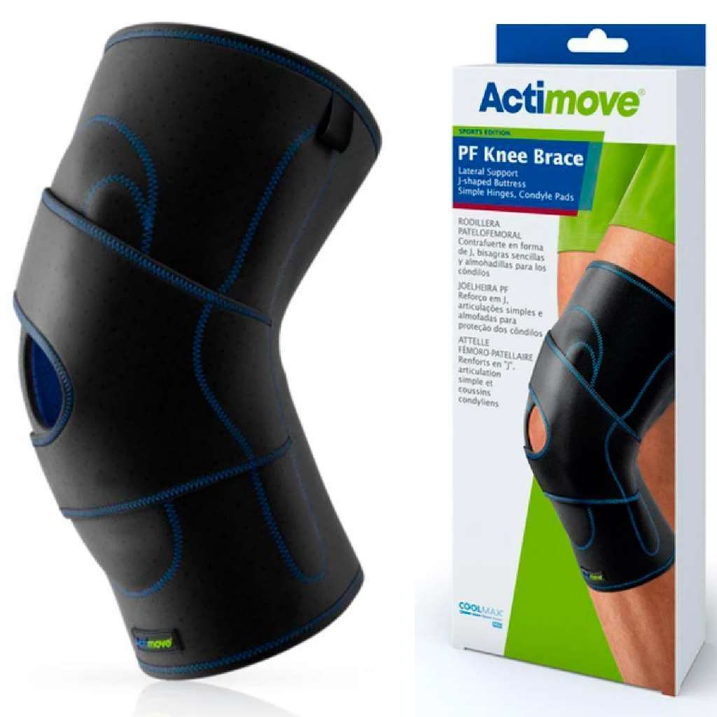 PF Knee Brace Lateral, J Buttress, Hinges, Pads Right Leg (Black) 2X-Large by AC