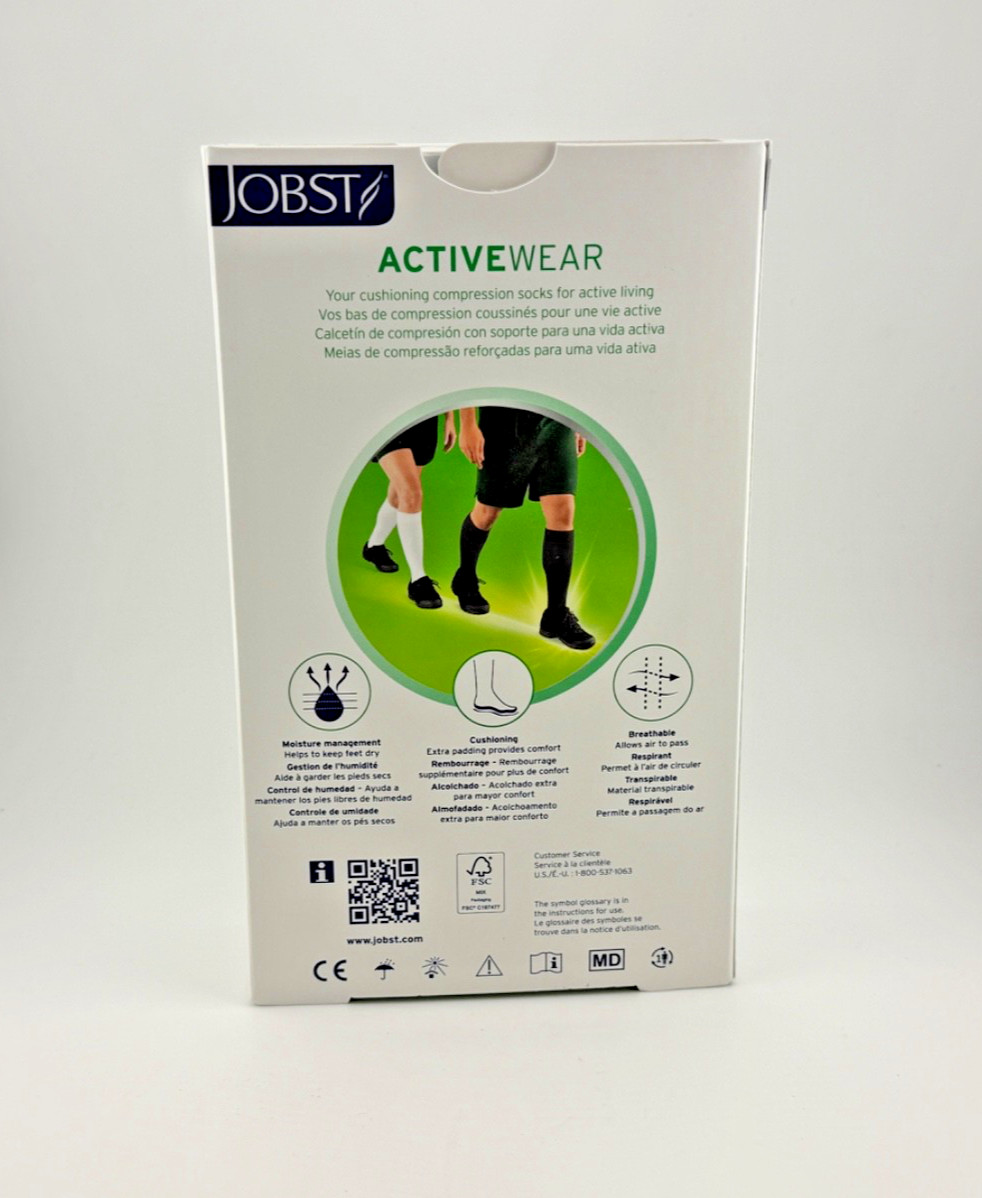 New Jobst ActiveWear 20-30 mmHg Compression Sock Large Knee High Cool White