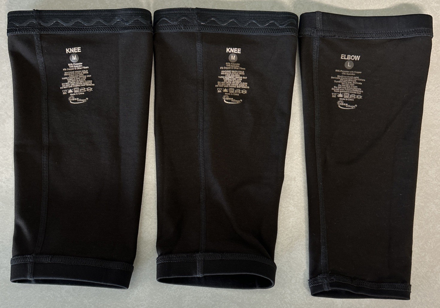 Copper Fit Compression (2) Knee Sleeve Pair & (1) Elbow Sleeve Sz. Medium NOS
