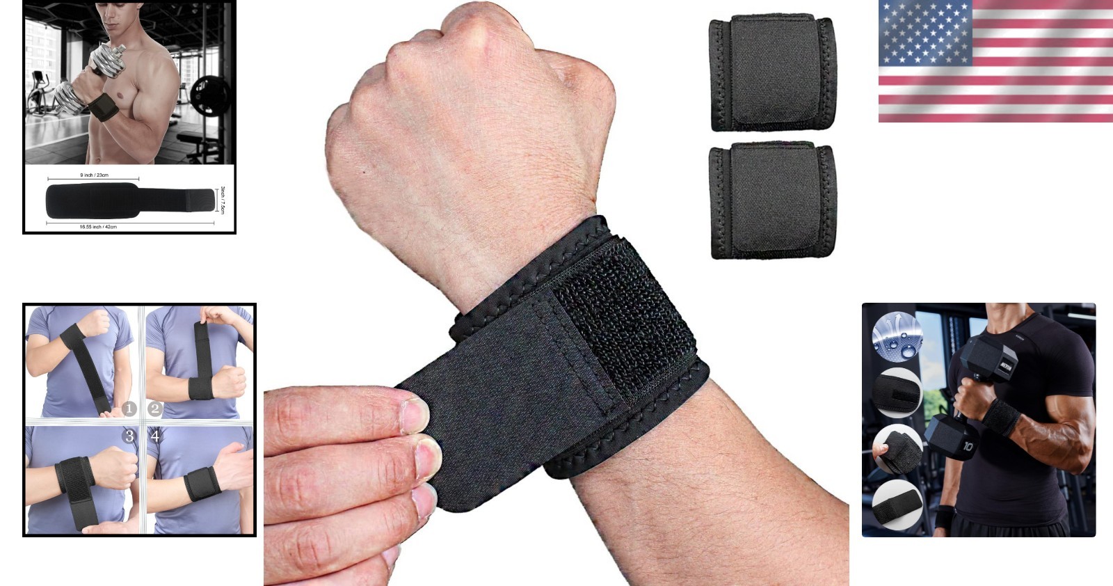 2 Pack Adjustable Neoprene Wrist Brace for Pain Relief – Perfect for All Sports