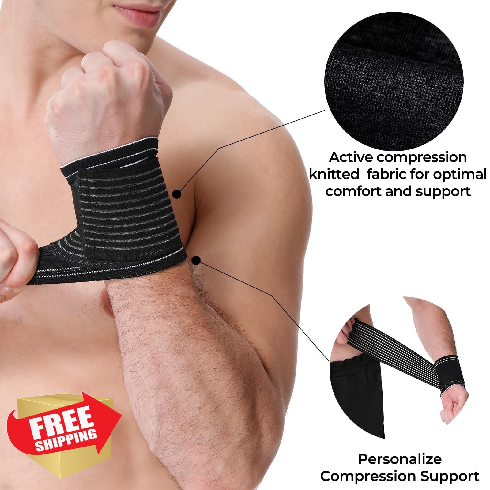 NeoTech Care Wrist Band, Black, Size M, Compression Strap, Unit