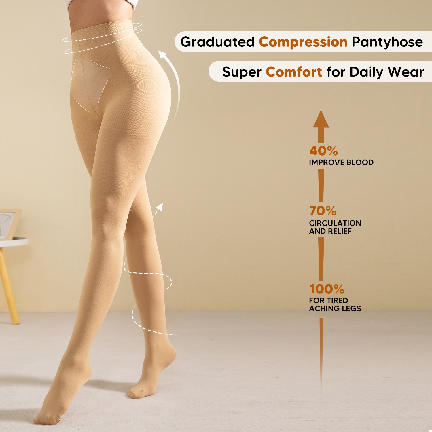 Pantyhose Compression Stockings Support Fashion Women High Leg Slimming Hip Up