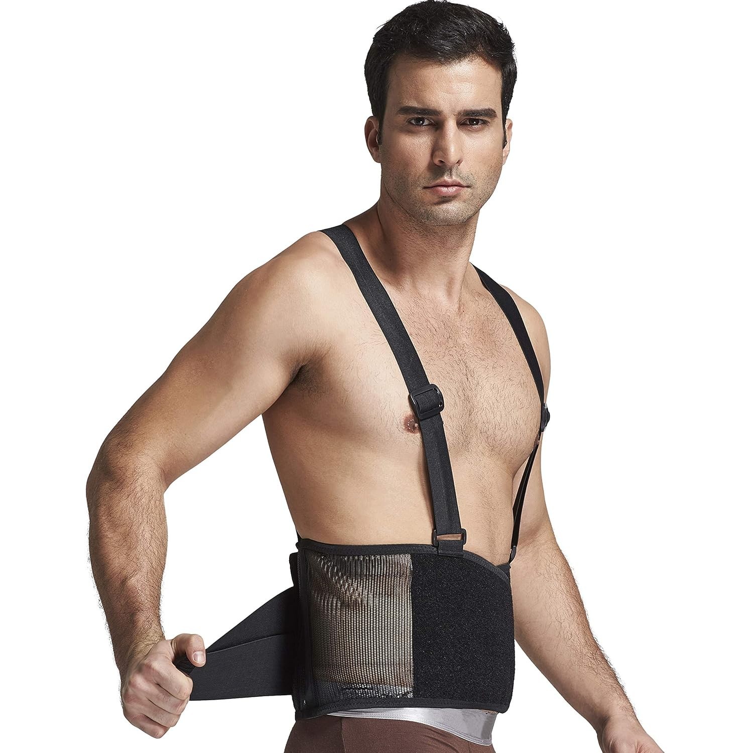 Adjustable Lumbar Support Back Brace with Suspenders – Comfortable & Breathable