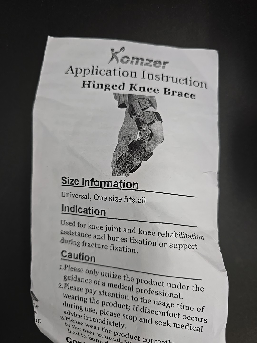 Komzer Hinged Knee Brace Universal One Size Fits All – New