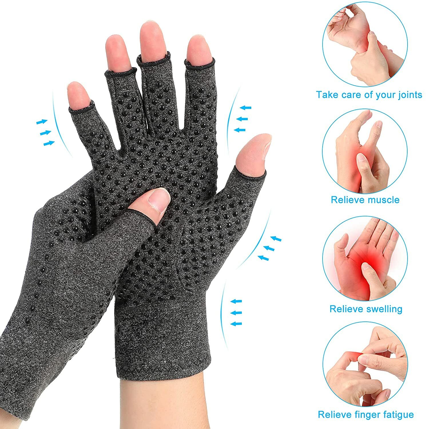 Pain Relief Copper Compression Gloves Medical Arthritis Hand Support Brace M-XL