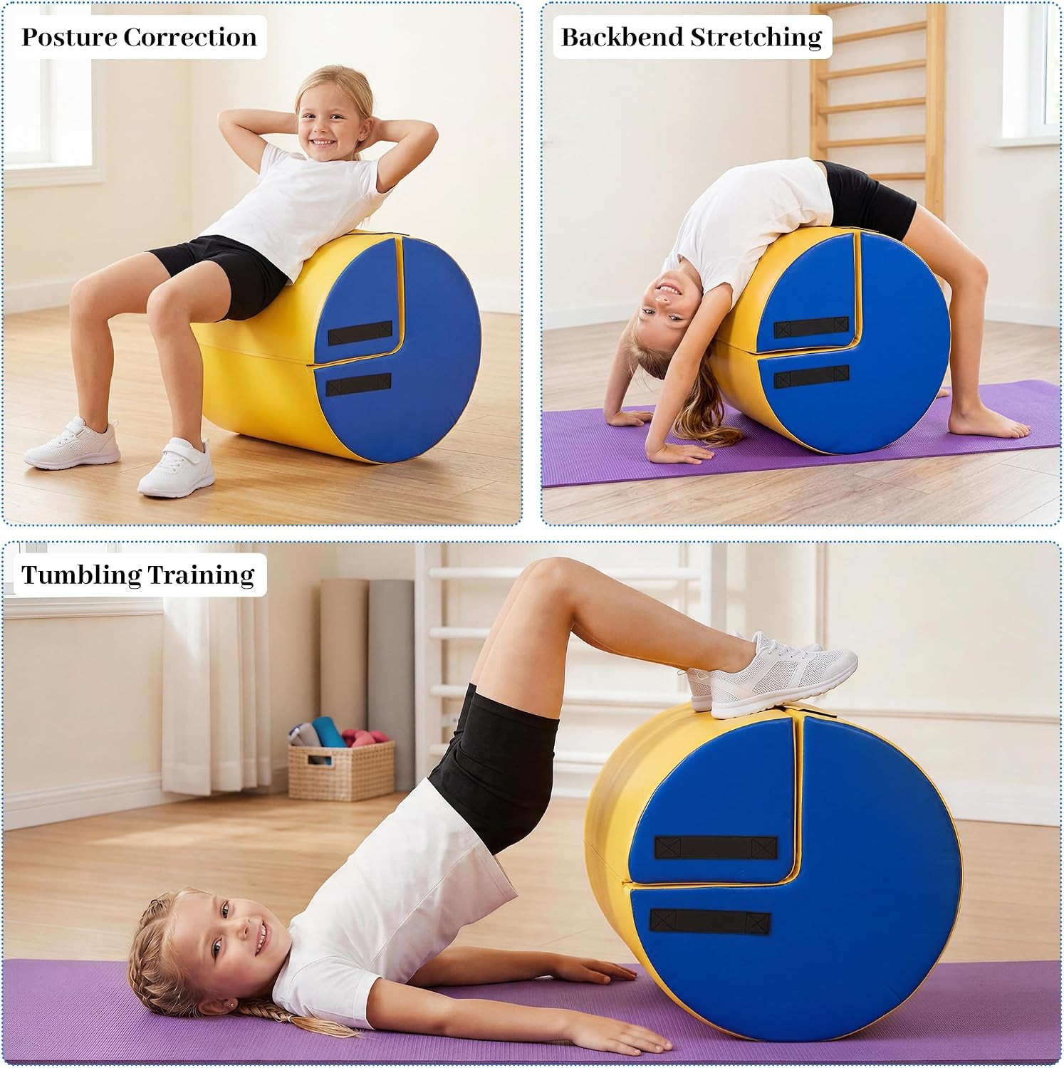 2-In-1 Gymnastics Tumbling Equipment with Posture Correction Support, Detachable