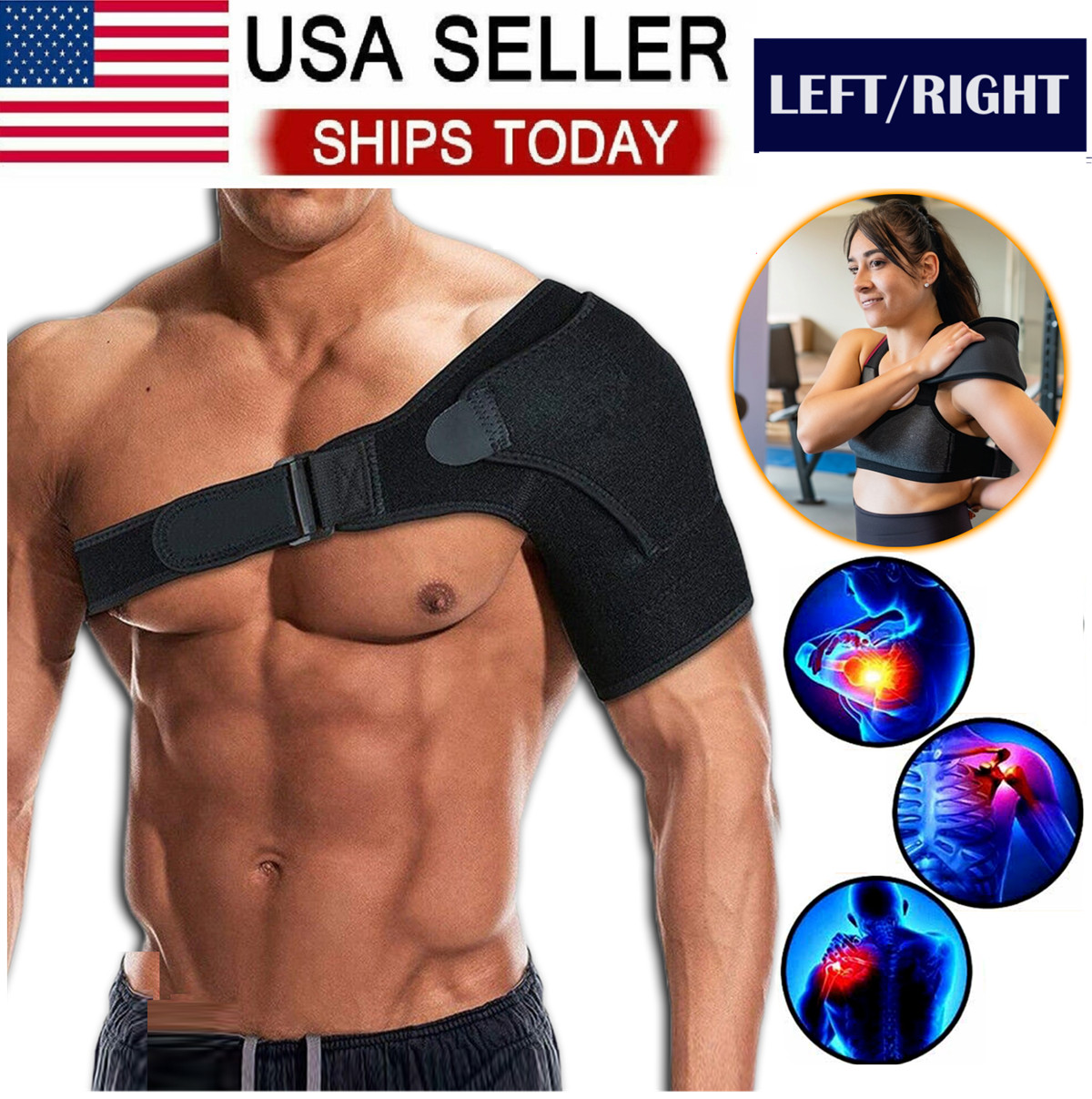 Shoulder Brace Rotator Cuff Support Relief Pain Adjustable Left & Right Belt US