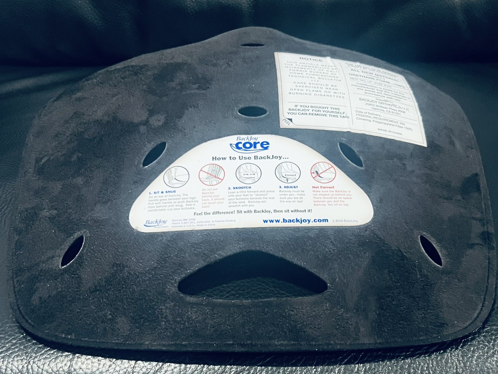 BackJoy Core Traction Plus Memory Form Posture Support Cushion