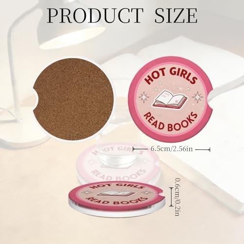 Ceramic Car Cup Coasters 2PCS – | with Cork Back & Finger 2.56inch Hot Girl