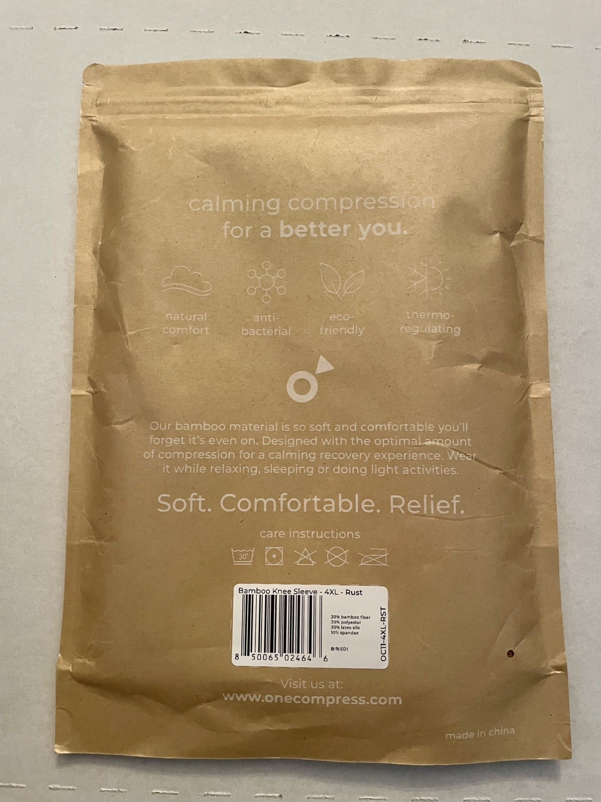 One Compress Bamboo Premium Knee Sleeve Rust Size 4XL New In Package