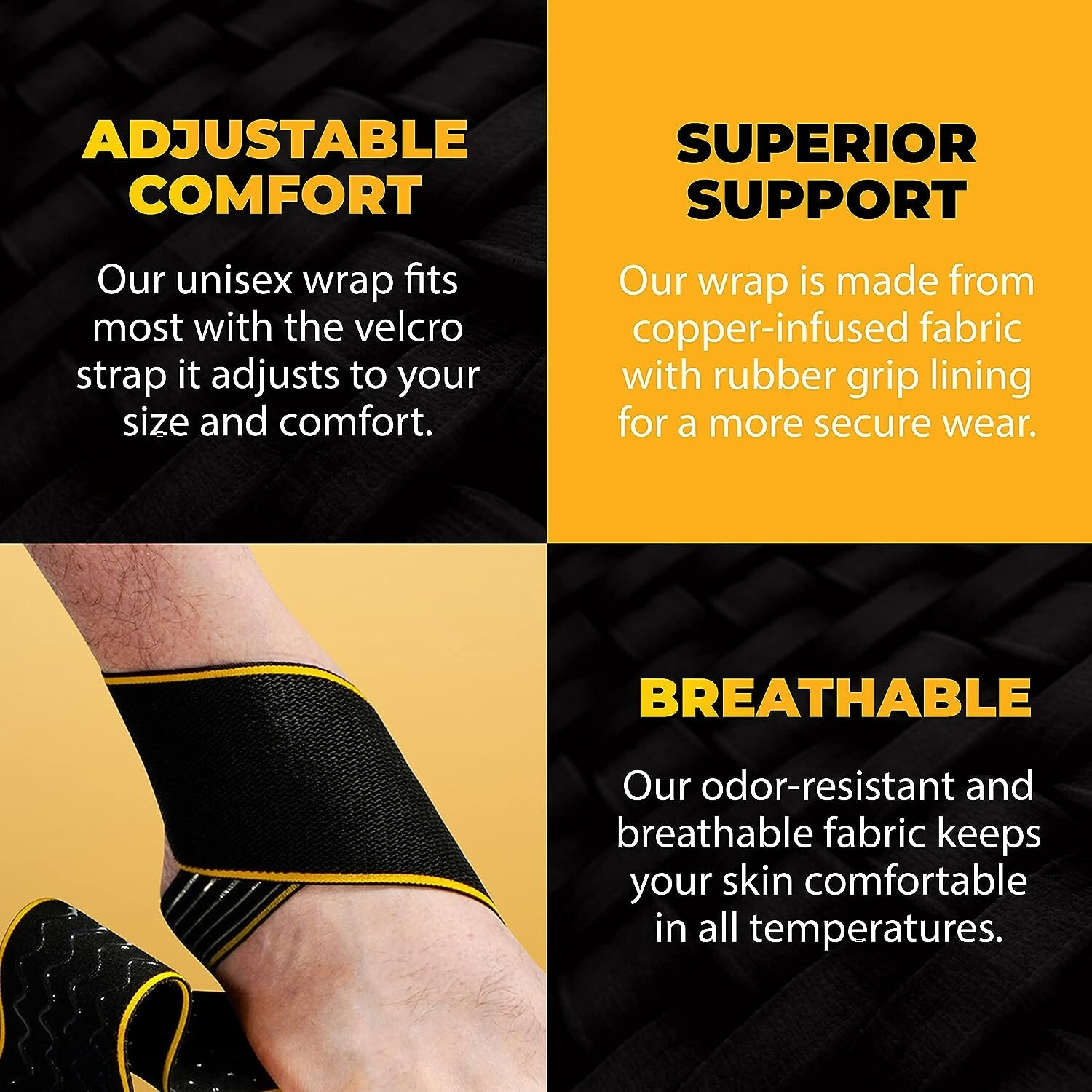 Ultimate Comfort Ankle Support Brace – Copper Infused – Adjustable Strap