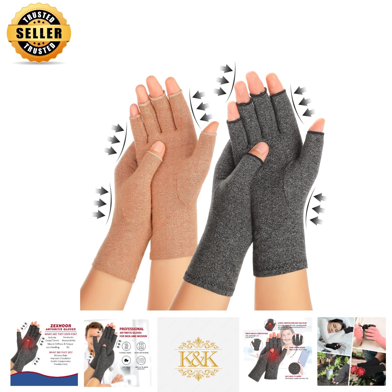 Breathable Fingerless Arthritis Gloves – Pain Relief & Comfort for Daily Use