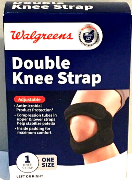 Walgreens Double Knee Strap Left or Right One Size Adjustable Support Padded New