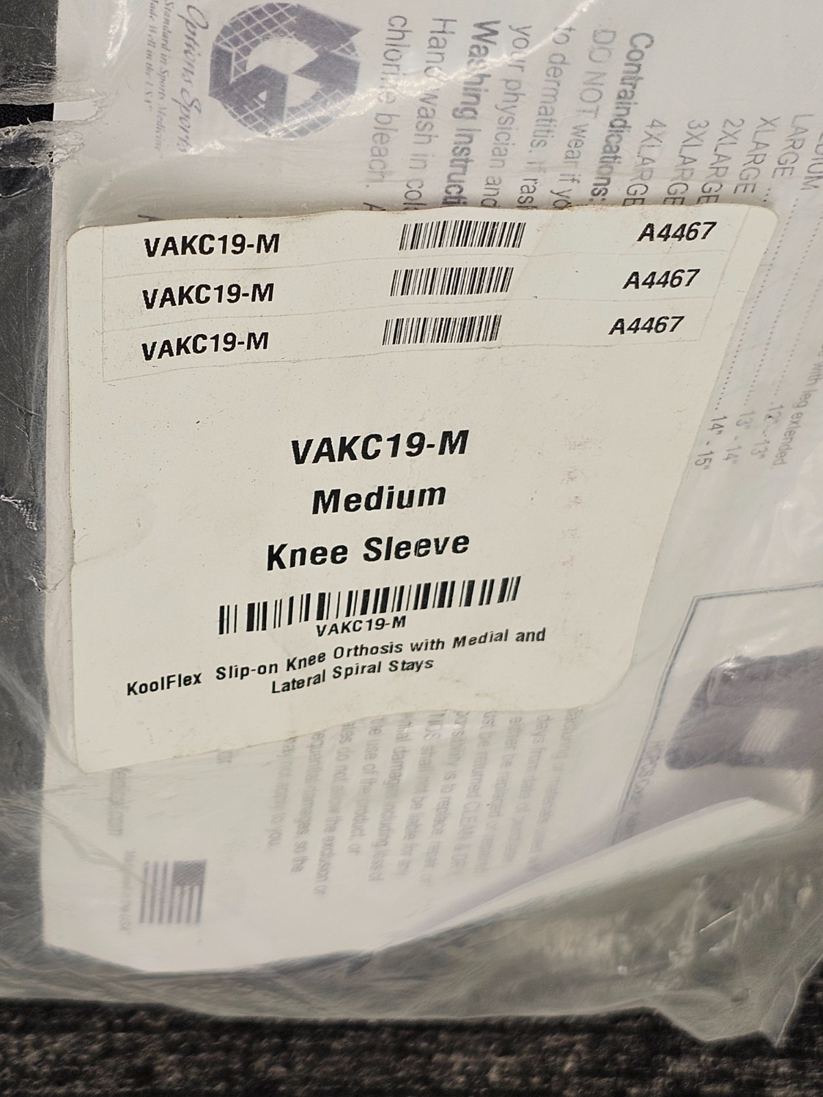THM VAKC19-M Koolflex Slip-on Knee Orthosis Hook And Loop Strap Black Medium