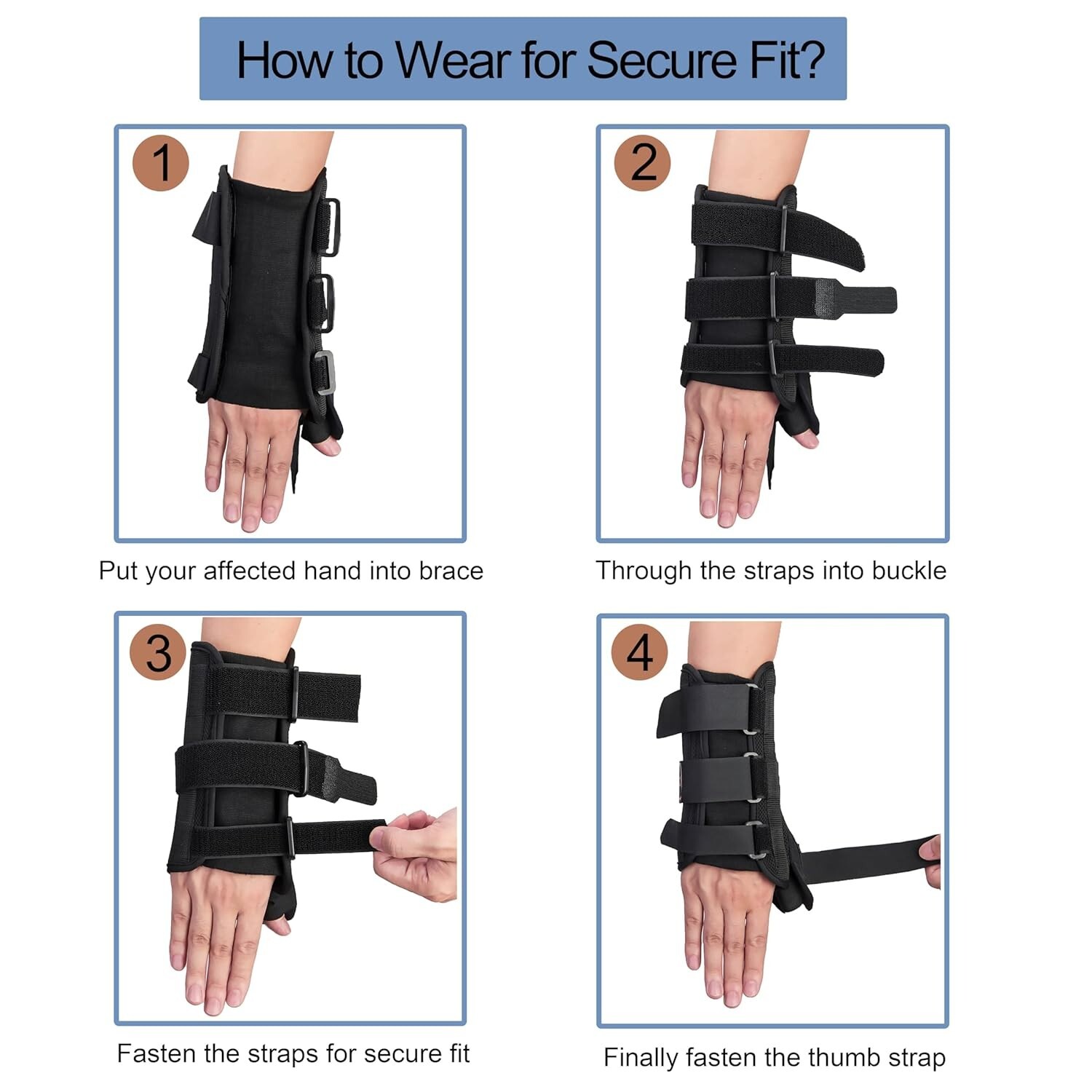 Medibot Wrist Brace & Thumb Spica Splint, (Left Hand – Large) Size Large