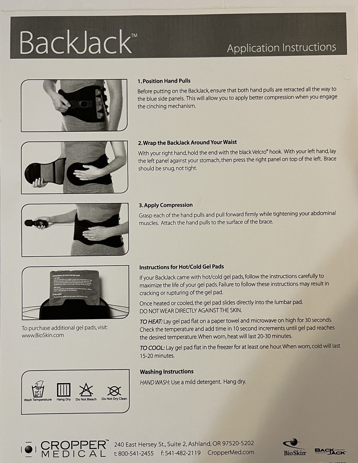 BioSkin Back Jack Flex / Plus Lumbar and Back Pain Relief Support 28″-34″ NIB