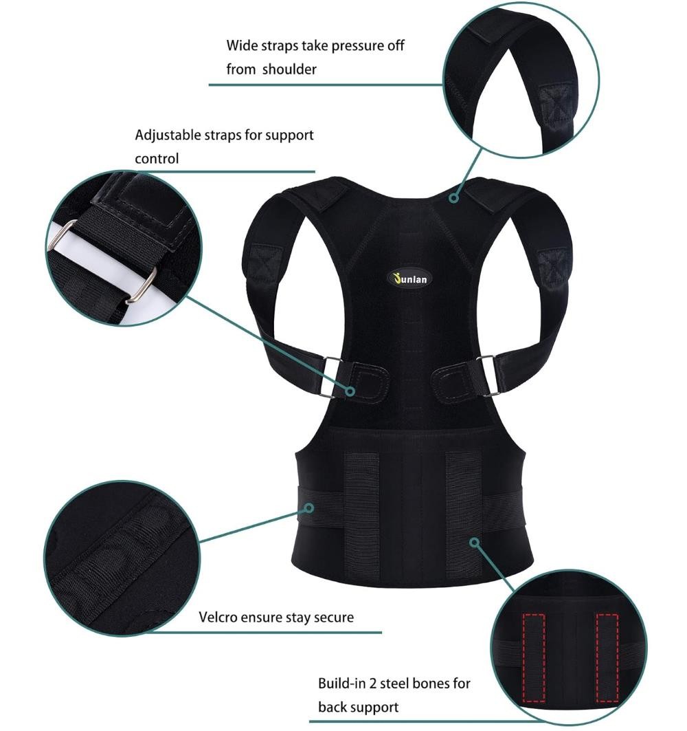 Posture Corrector For Upper Back Pain Relief Lumbar Support Adjustable Shoulder