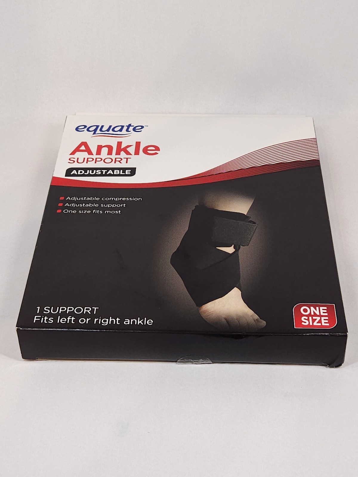 Equate Adjustable Ankle Support Brace One Size Fits Most Left/Right Black