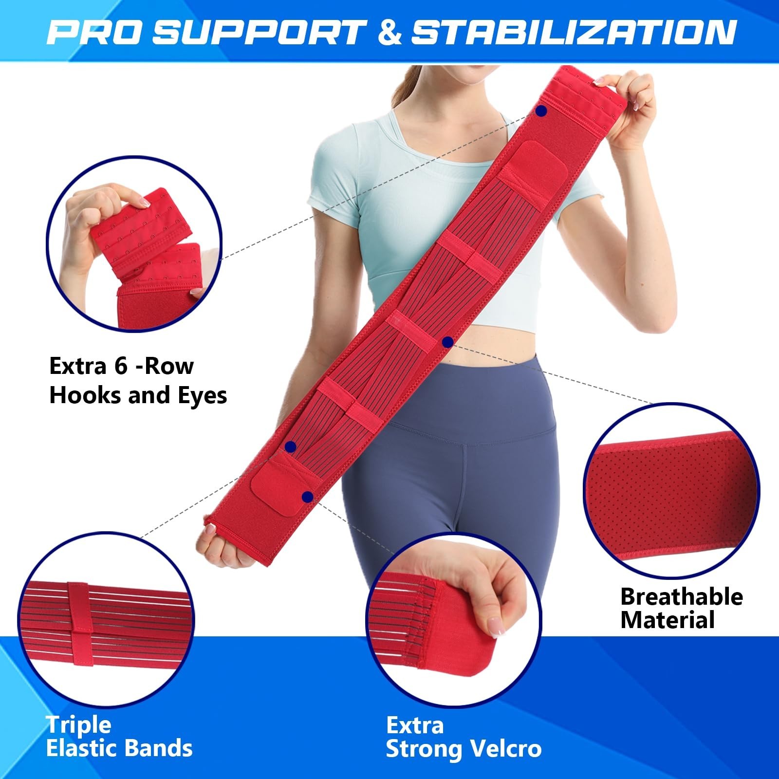 SI Joint Hip Belt for Sciatica & Lower Back Pain Relief – 6-Row Adjustable Suppo
