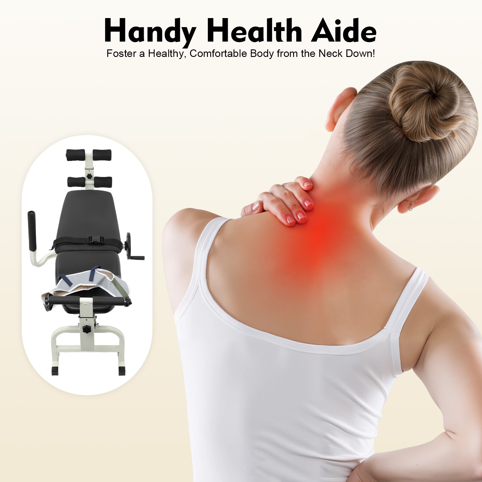 Cervical Stretcher Massage Bed, Full Body Traction Device 330lbs Capacity