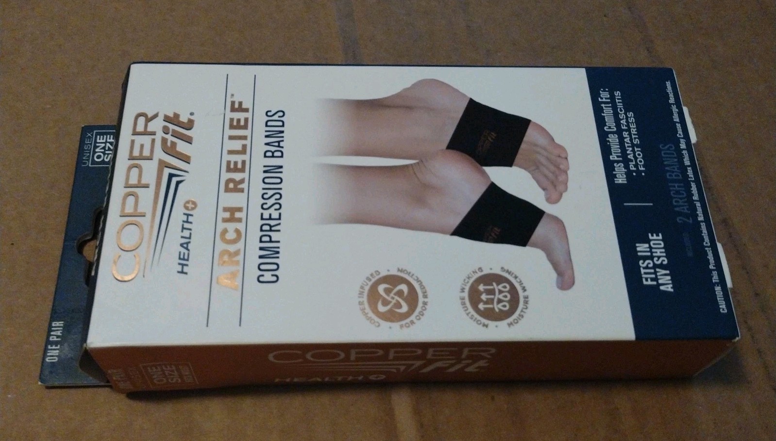 Copper Fit Health+ Arch Relief Compression Bands Two Arch Bands One Pair New
