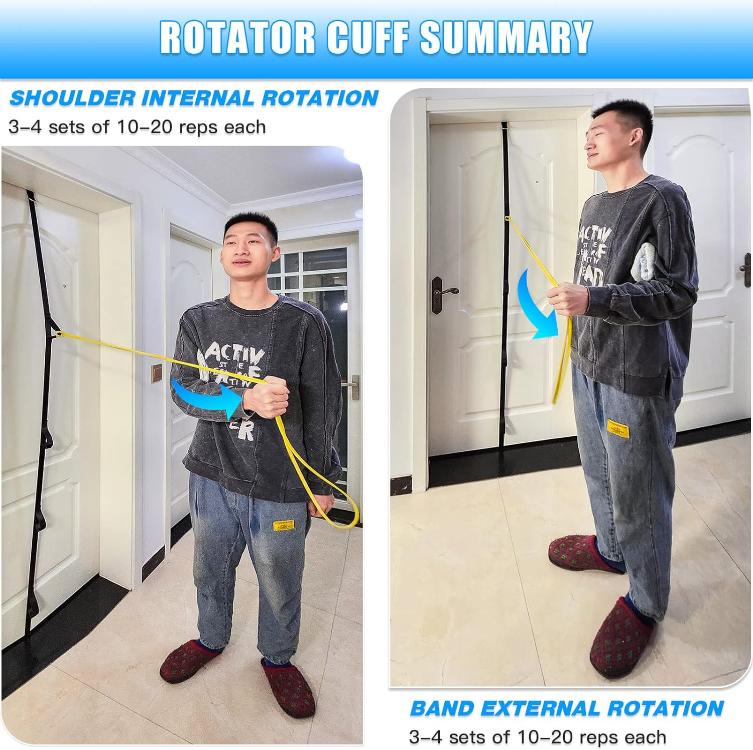 ATENTO Shoulder Rehab Pulley System with Foam Handles│Arm Pulley with Muti-Ancho