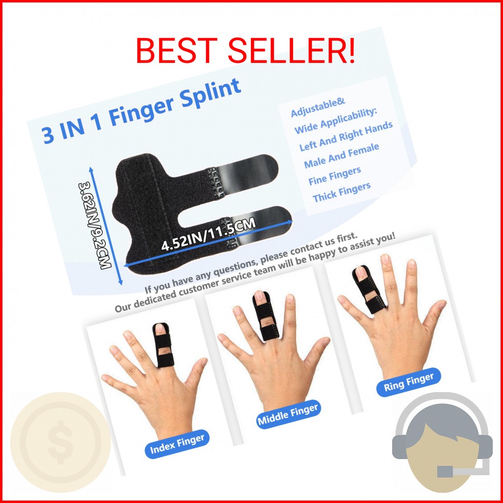 Consss 2 Pack Adjustable Trigger Finger Splints, Support for Arthritis, Tendonit