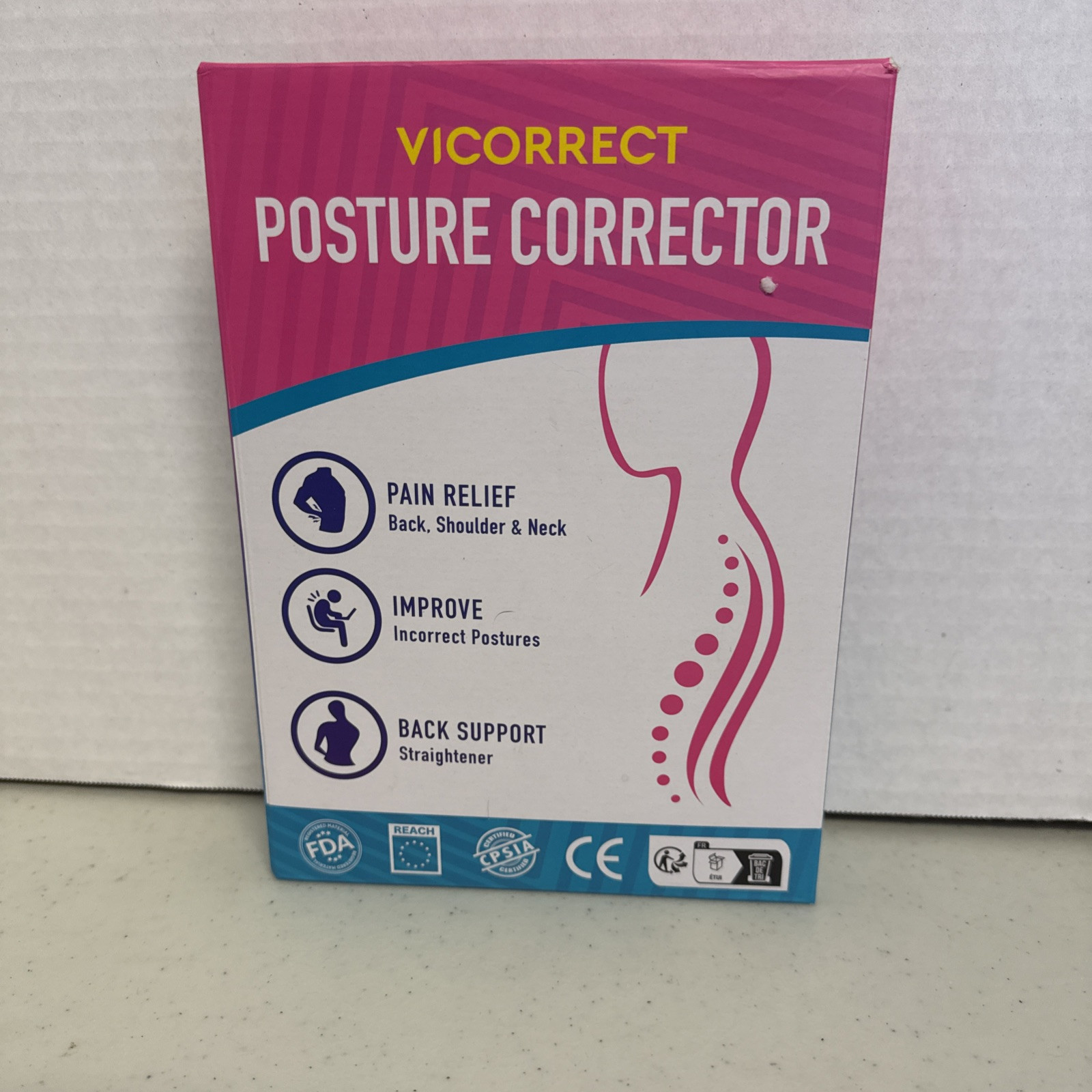 Vicorrect Adjustable Upper Back Brace Posture Corrector for Women L-XL (35″-43″)