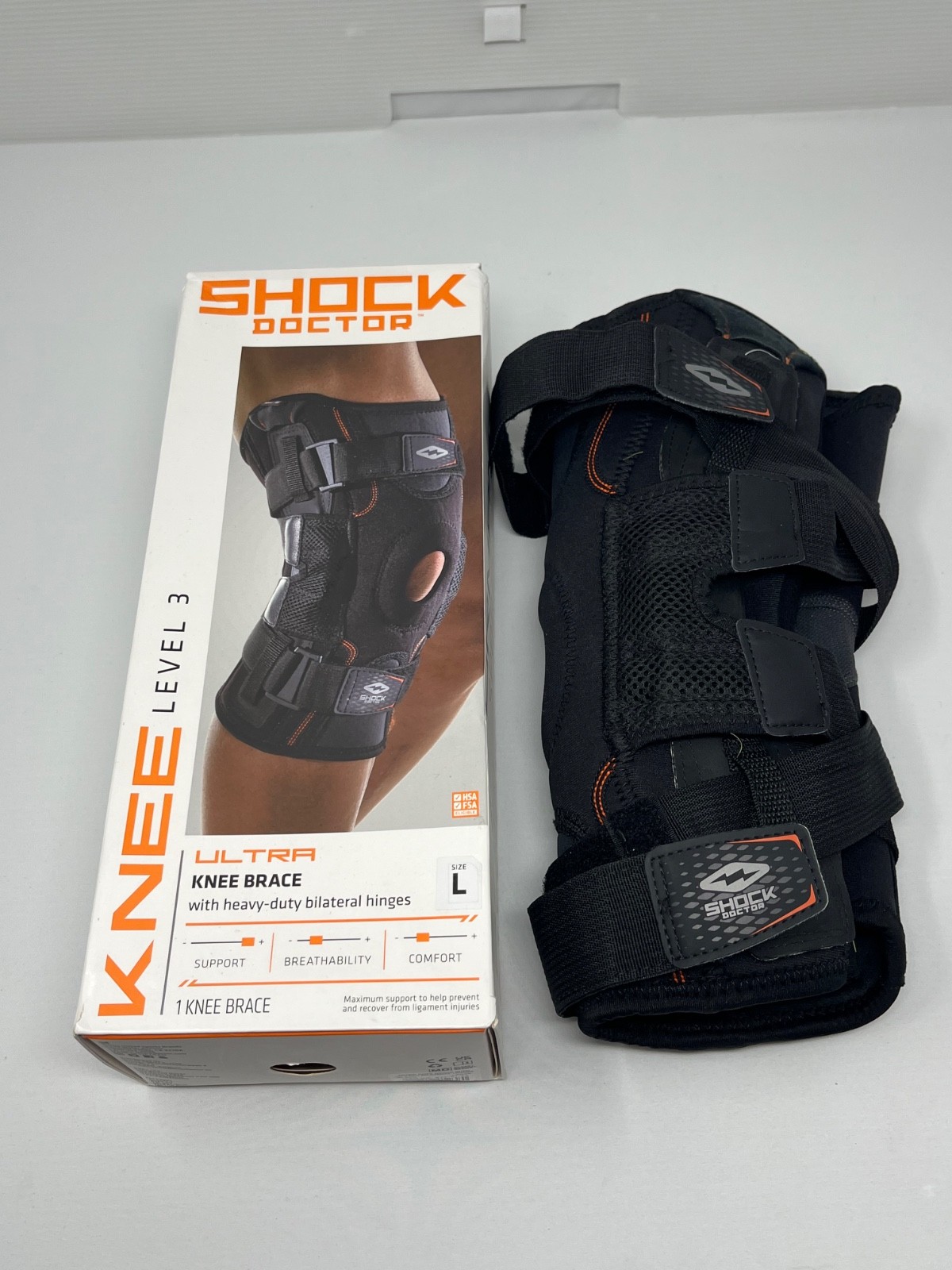 Shock Doctor Level 3, Dual Wrap Knee Brace with Hinges, size Large 13.75–14.75