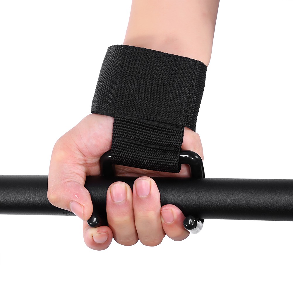 Black Weight Lifting Training Wrist Support Bandage Strap Hook Gym Hook Grip NEW