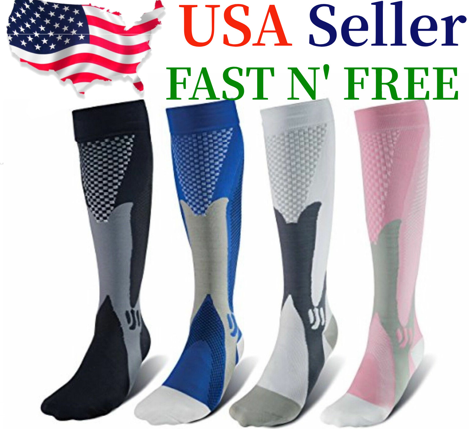 Compression Socks 20-30mmHg Support Miracle Calf Leg Sport Men Women (S~XXL)