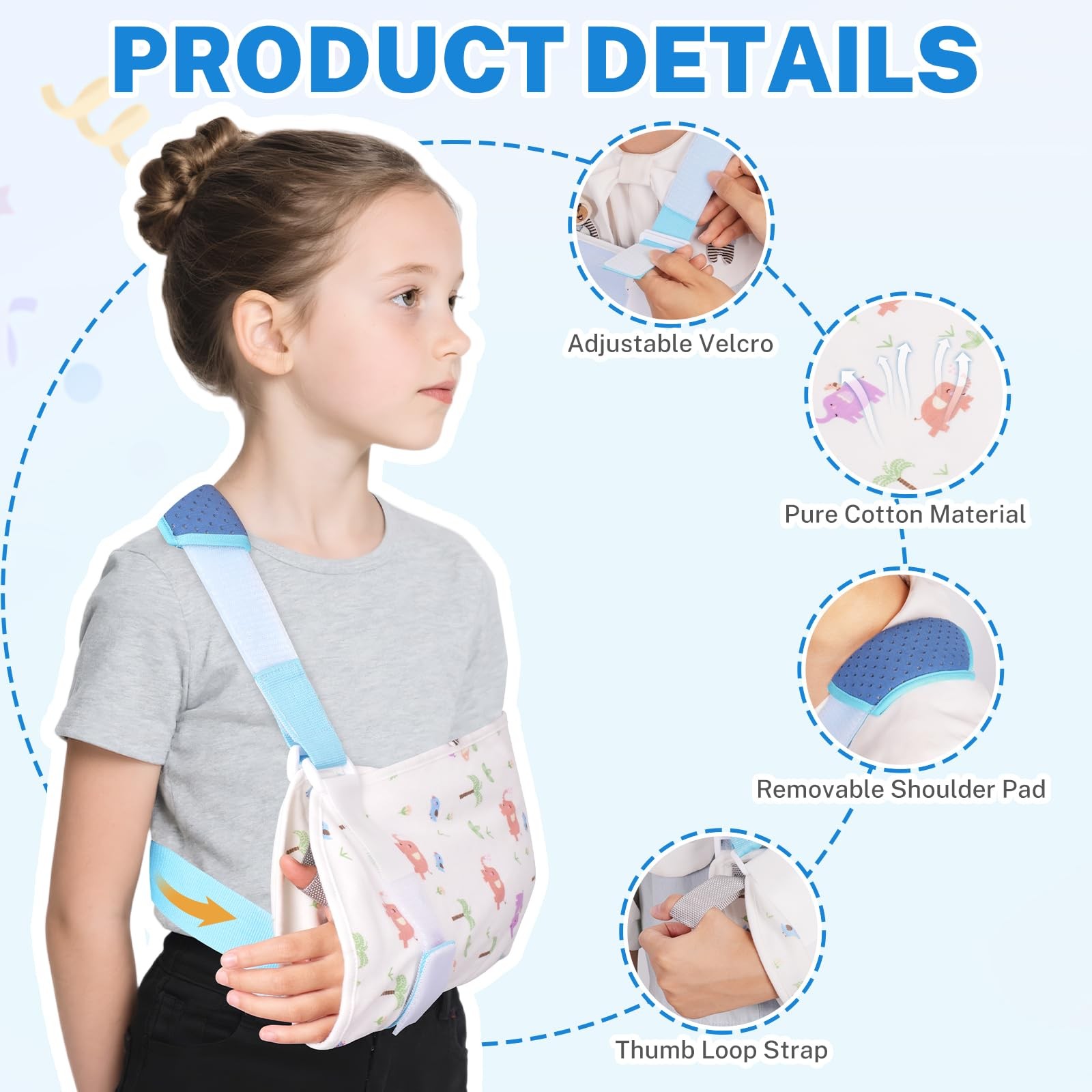 Arm Sling For Children Adjustable Shoulder Immobilizer XS Forest Print Kids
