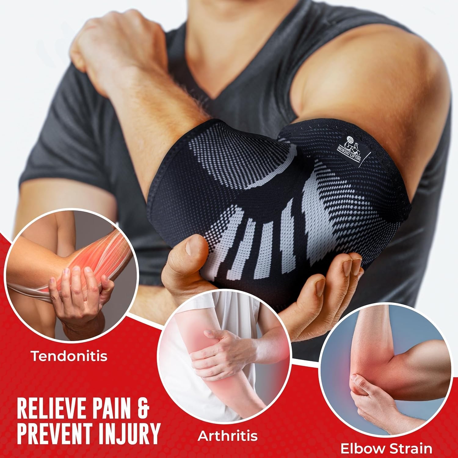 Adjustable Elbow Brace for Tennis & Golf – Durable Compression Sleeves – 2 Pack