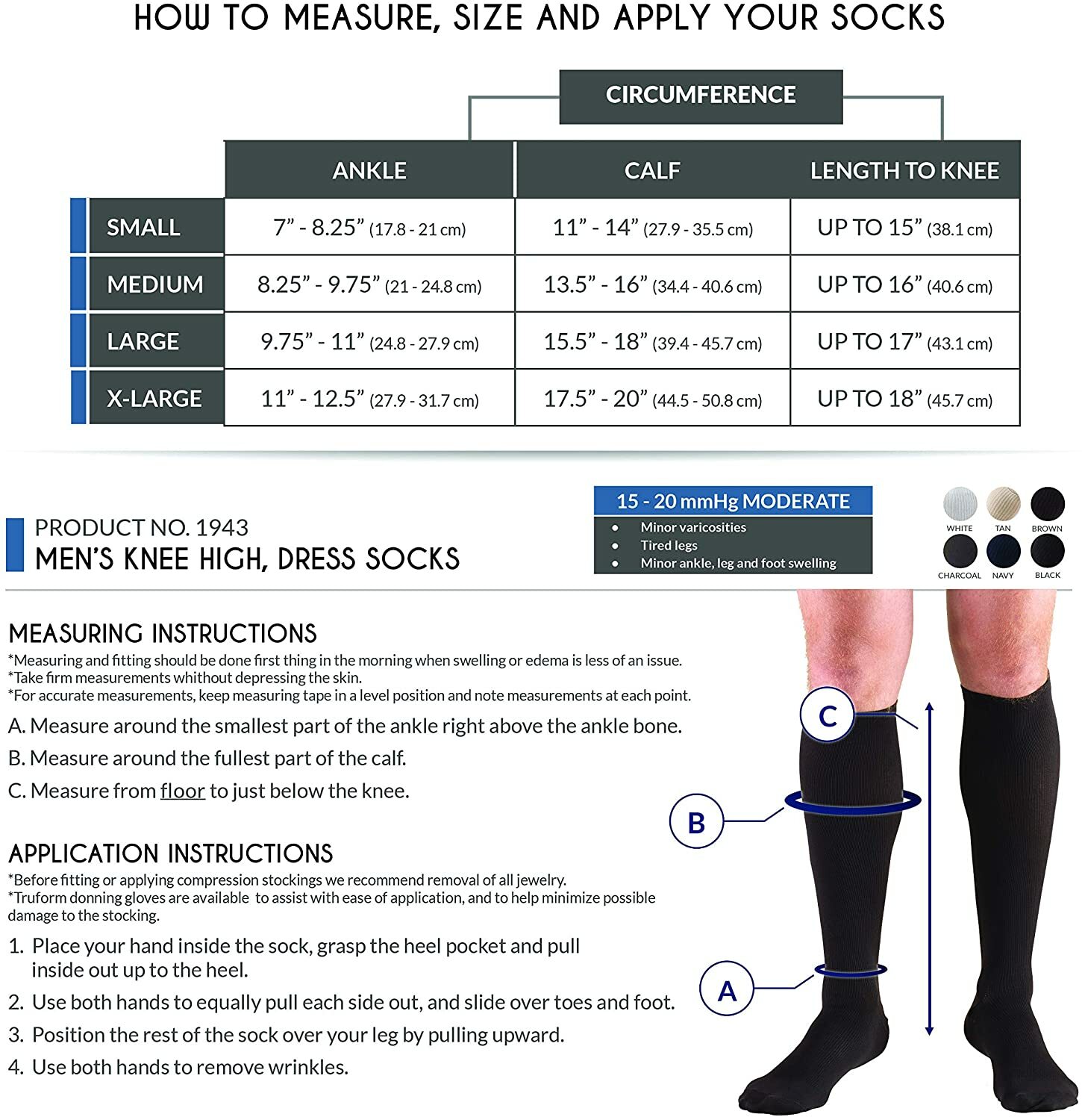 Truform 1943 Men’s Compression Dress Socks TAN [15-20 mmHg] 1x Pair