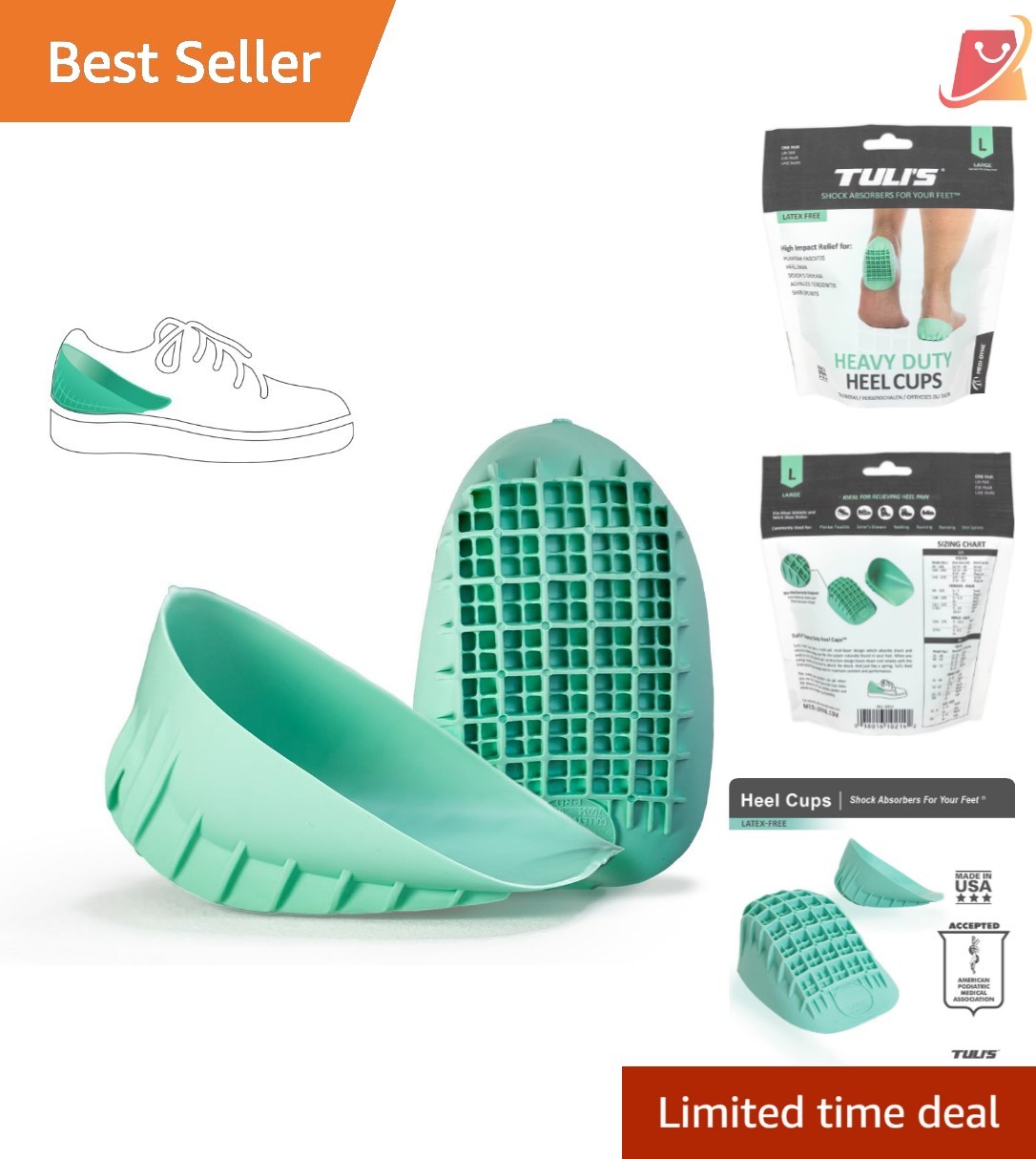 Heavy Duty Silicone Heel Cups Cushion Insole for Heel Pain Plantar Fasciitis