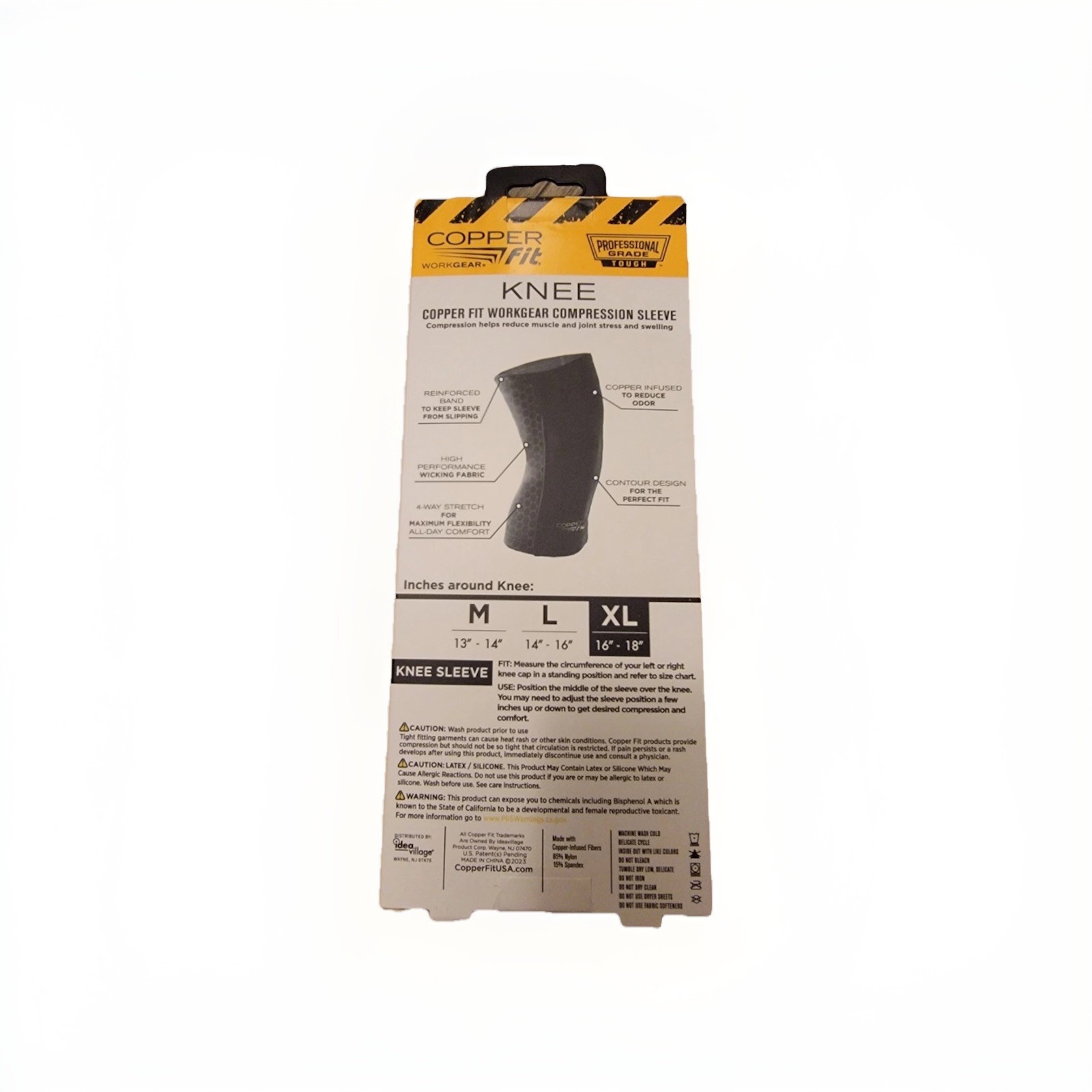 Copper Fit Work Gear Knee Compression Sleeve, Professional Grade ￼Black XL New