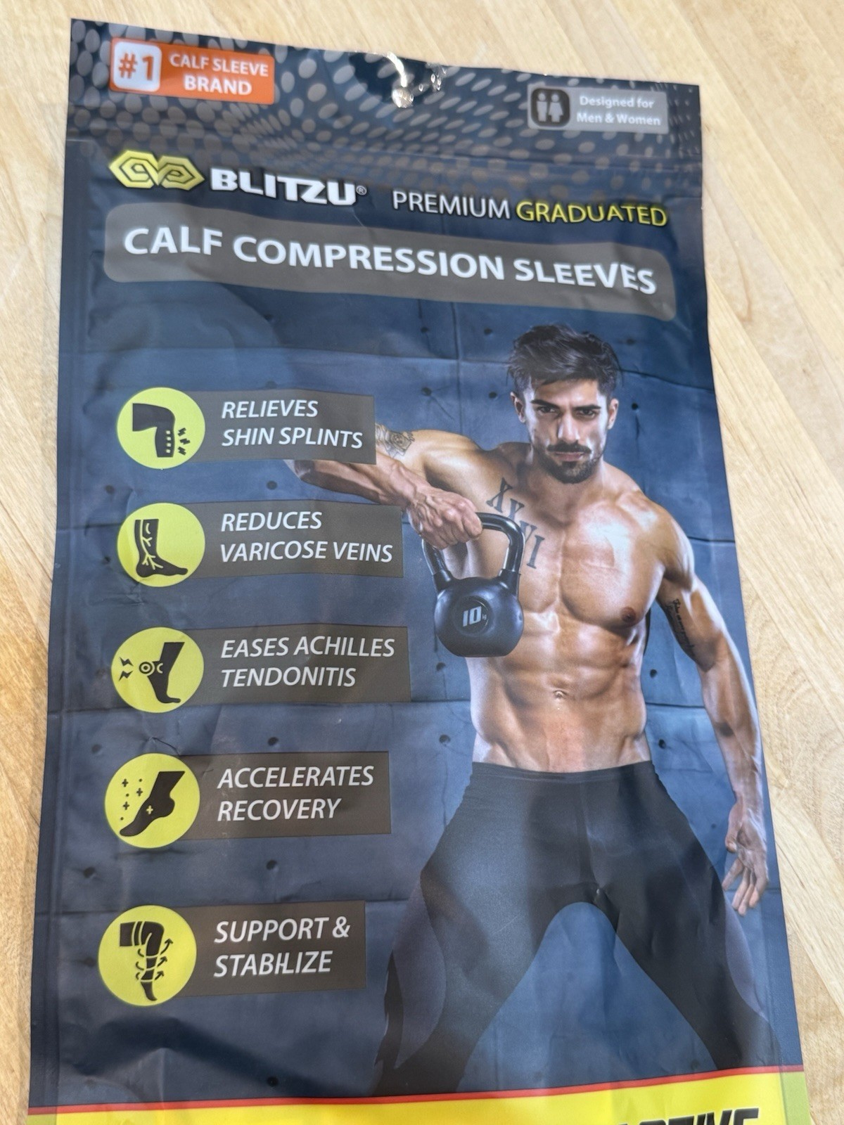 BLITZU Calf Compression Sleeve Footless Socks Leg Support Shin Splint Black S-M